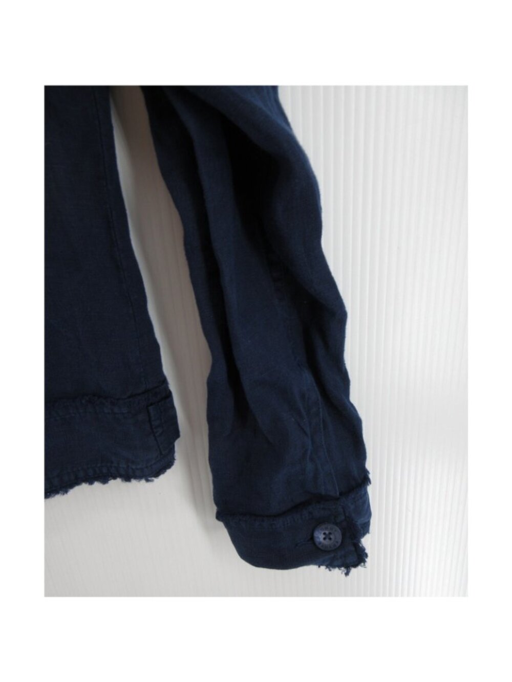 Tommy Bahama Top Small Navy Linen Trucker Shirt Button Up Pockets - Picture 3 of 11
